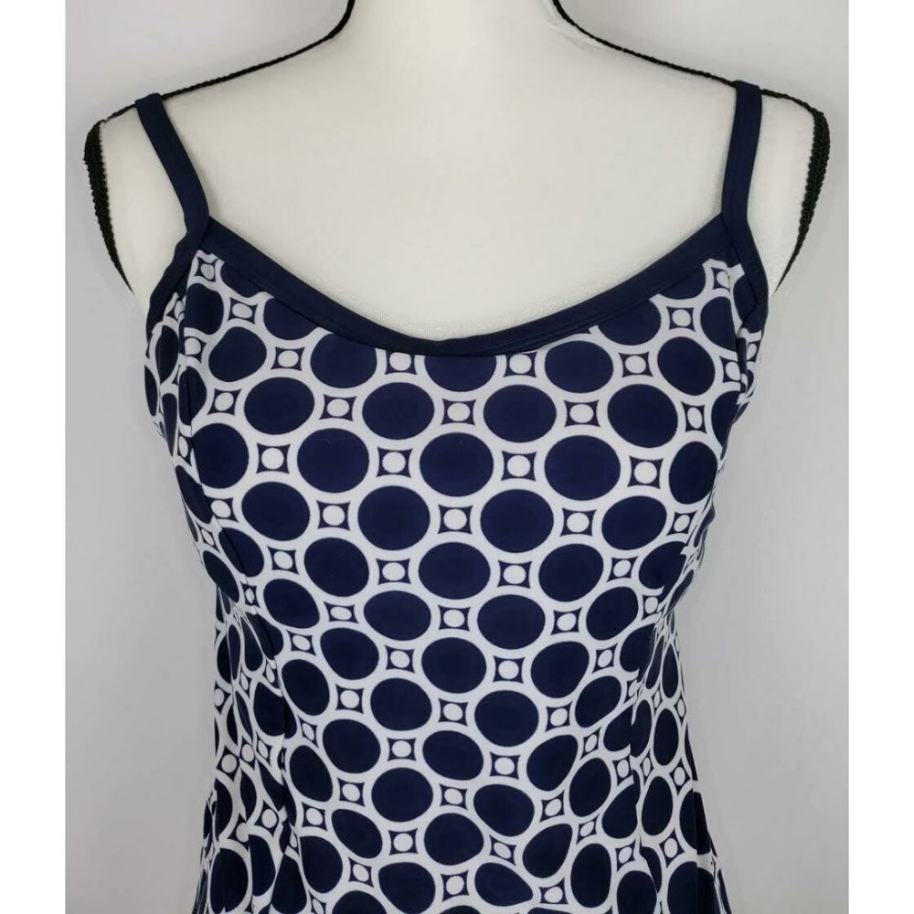 Tropical Escape Swimsuit Tankini Top Blue White M - Picture 2 of 8